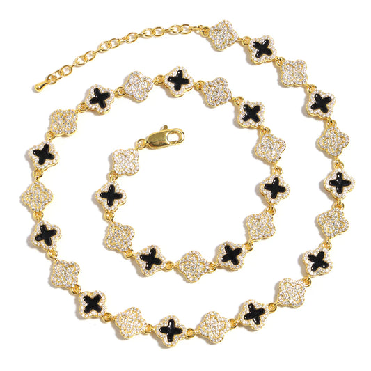 Midnight Clover Necklace and Bracelet