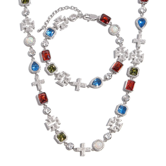 The Royal Heritage Necklace and Bracelet Silver Colour