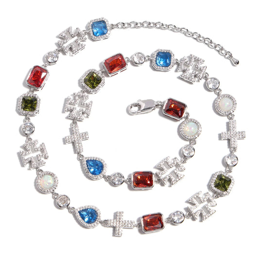 The Royal Heritage Necklace and Bracelet Silver Colour