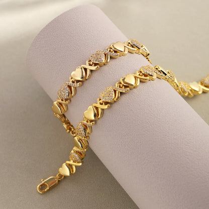 Infinity Love XoXo Necklace and Bracelet Gold Colour