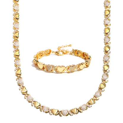 Infinity Love XoXo Necklace and Bracelet Gold Colour