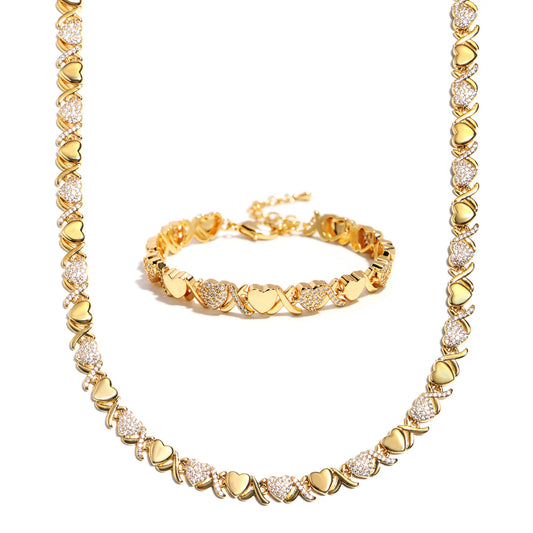 Infinity Love XoXo Necklace and Bracelet Gold Colour