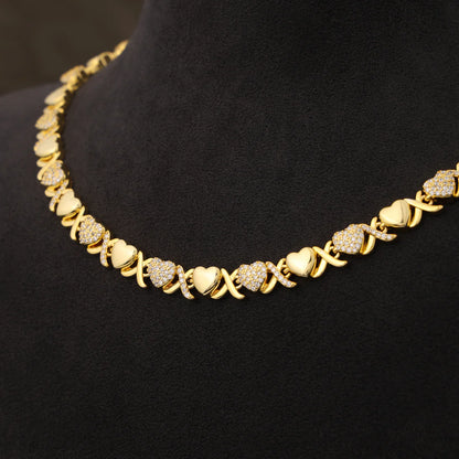 Infinity Love XoXo Necklace and Bracelet Gold Colour