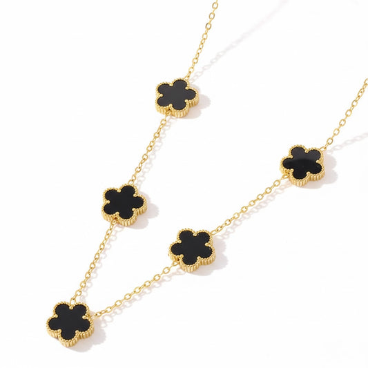 Necklace and Bracelet Five Leaf Petals Gold Plated