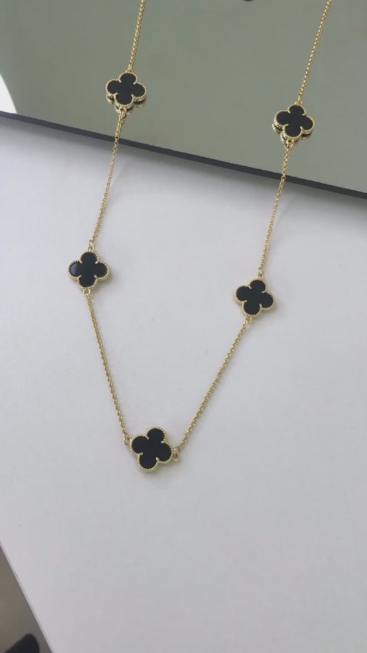 Necklace and Bracelet Five Leaf Petals Gold Plated